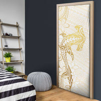 Gold and White Hawaii Door Cover Hammerhead Shark Tattoo Curve Polynesian - Polynesian Pride