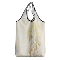 Gold and White Hawaii Grocery Bag Hammerhead Shark Tattoo Curve Polynesian - Polynesian Pride