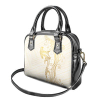 Gold and White Hawaii Shoulder Handbag Hammerhead Shark Tattoo Curve Polynesian - Polynesian Pride