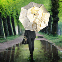 Gold and White Hawaii Umbrella Hammerhead Shark Tattoo Curve Polynesian - Polynesian Pride