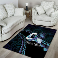 Personalised Polynesia Suicide Prevention Month Area Rug Brave Strong Butterfly Teal Purple Ribbon