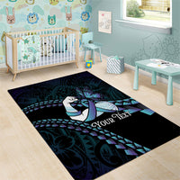 Personalised Polynesia Suicide Prevention Month Area Rug Brave Strong Butterfly Teal Purple Ribbon