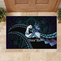 Personalised Polynesia Suicide Prevention Month Rubber Doormat Brave Strong Butterfly Teal Purple Ribbon
