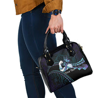 Personalised Polynesia Suicide Prevention Month Shoulder Handbag Brave Strong Butterfly Teal Purple Ribbon