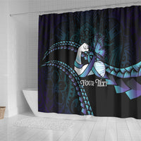 Personalised Polynesia Suicide Prevention Month Shower Curtain Brave Strong Butterfly Teal Purple Ribbon