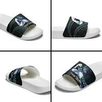 Personalised Polynesia Suicide Prevention Month Slide Sandals Brave Strong Butterfly Teal Purple Ribbon