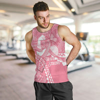 Personalised Polynesia Breast Cancer Awareness Men Tank Top Brave Strong Butterfly Pink Ribbon