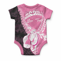 Personalised Polynesia Breast Cancer Awareness Baby Onesie Fight With Hope Pink Ribbon Boxing Gloves