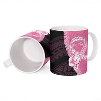 Personalised Polynesia Breast Cancer Awareness Ceramic Mug Fight With Hope Pink Ribbon Boxing Gloves