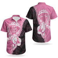 Personalised Polynesia Breast Cancer Awareness Couples Matching Puletasi and Hawaiian Shirt Fight With Hope Pink Ribbon Boxing Gloves