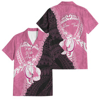 Personalised Polynesia Breast Cancer Awareness Family Matching Long Sleeve Bodycon Dress and Hawaiian Shirt Fight With Hope Pink Ribbon Boxing Gloves