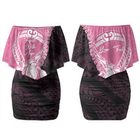 Personalised Polynesia Breast Cancer Awareness Family Matching Off Shoulder Short Dress and Hawaiian Shirt Fight With Hope Pink Ribbon Boxing Gloves