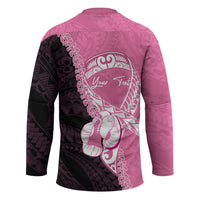 Personalised Polynesia Breast Cancer Awareness Hockey Jersey Fight With Hope Pink Ribbon Boxing Gloves