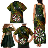Personalised Polynesian Darts Family Matching Tank Maxi Dress and Hawaiian Shirt Dart Lovers Tribal Pattern Mix Tropical Leaves LT14 - Polynesian Pride