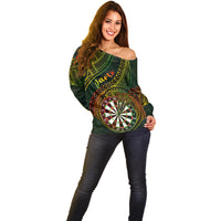 Personalised Polynesian Darts Off Shoulder Sweater Dart Lovers Tribal Pattern Mix Tropical Leaves LT14 - Polynesian Pride