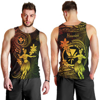 Hawaii Men Tank Top Hula Girl Mix Polynesian Plumeria Reggae Version LT14 - Polynesian Pride