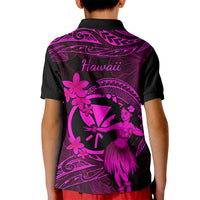 Hawaii Kid Polo Shirt Hula Girl Mix Polynesian Plumeria Pink Version LT14 - Polynesian Pride