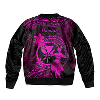 Hawaii Sleeve Zip Bomber Jacket Hula Girl Mix Polynesian Plumeria Pink Version LT14 - Polynesian Pride
