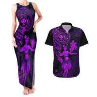 Hawaii Couples Matching Tank Maxi Dress and Hawaiian Shirt Hula Girl Mix Polynesian Plumeria Purple Version LT14 Purple - Polynesian Pride