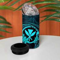 Hawaii 4 in 1 Can Cooler Tumbler Hula Girl Mix Polynesian Plumeria Turquoise Version