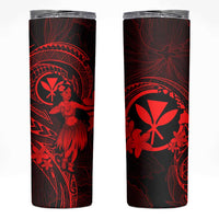 Hawaii Skinny Tumbler Hula Girl Mix Polynesian Plumeria Red Version