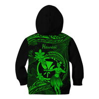 Hawaii Kid Hoodie Hula Girl Mix Polynesian Plumeria Green Version LT14 - Polynesian Pride
