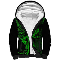 Hawaii Sherpa Hoodie Hula Girl Mix Polynesian Plumeria Green Version LT14 Unisex Green - Polynesian Pride