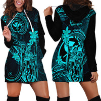 Hawaii Hoodie Dress King Kamehameha Mix Polynesian Plumeria Turquoise Version LT14 - Polynesian Pride
