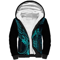 Hawaii Sherpa Hoodie King Kamehameha Mix Polynesian Plumeria Turquoise Version LT14 Unisex Turquoise - Polynesian Pride