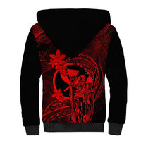 Hawaii Sherpa Hoodie King Kamehameha Mix Polynesian Plumeria Red Version LT14 - Polynesian Pride