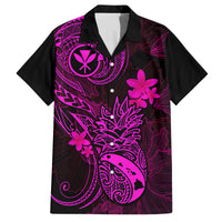 Hawaii Family Matching Summer Maxi Dress and Hawaiian Shirt Pineapple Mix Polynesian Plumeria Pink Version LT14 Dad's Shirt - Short Sleeve Pink - Polynesian Pride