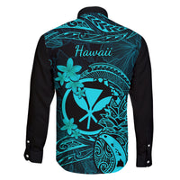 Hawaii Family Matching Off Shoulder Maxi Dress and Hawaiian Shirt Pineapple Mix Polynesian Plumeria Turquoise Version LT14 - Polynesian Pride