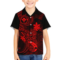 hawaii-family-matching-summer-maxi-dress-and-hawaiian-shirt-pineapple-mix-polynesian-plumeria-red-version