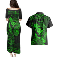 Hawaii Couples Matching Puletasi Dress and Hawaiian Shirt Pineapple Mix Polynesian Plumeria Green Version LT14 - Polynesian Pride
