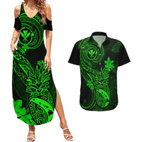 Hawaii Couples Matching Summer Maxi Dress and Hawaiian Shirt Pineapple Mix Polynesian Plumeria Green Version LT14 Green - Polynesian Pride