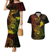 Hawaii Couples Matching Mermaid Dress and Hawaiian Shirt Shaka Tattoo Mix Polynesian Plumeria Reggae Version LT14 Reggae - Polynesian Pride