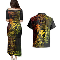 Hawaii Couples Matching Puletasi Dress and Hawaiian Shirt Shaka Tattoo Mix Polynesian Plumeria Reggae Version LT14 - Polynesian Pride