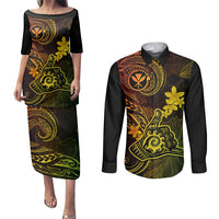 Hawaii Couples Matching Puletasi Dress and Long Sleeve Button Shirts Shaka Tattoo Mix Polynesian Plumeria Reggae Version LT14 Reggae - Polynesian Pride