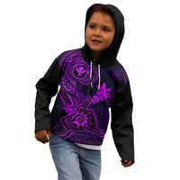 Hawaii Kid Hoodie Shaka Tattoo Mix Polynesian Plumeria Purple Version LT14 - Polynesian Pride
