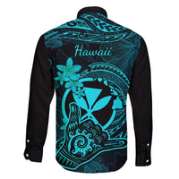 Hawaii Family Matching Summer Maxi Dress and Hawaiian Shirt Shaka Tattoo Mix Polynesian Plumeria Turquoise Version LT14 - Polynesian Pride