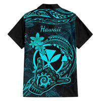 Hawaii Family Matching Summer Maxi Dress and Hawaiian Shirt Shaka Tattoo Mix Polynesian Plumeria Turquoise Version LT14 - Polynesian Pride