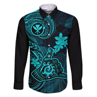 Hawaii Family Matching Summer Maxi Dress and Hawaiian Shirt Shaka Tattoo Mix Polynesian Plumeria Turquoise Version LT14 Son's Shirt Turquoise - Polynesian Pride