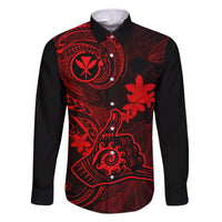 hawaii-family-matching-mermaid-dress-and-hawaiian-shirt-shaka-tattoo-mix-polynesian-plumeria-red-version