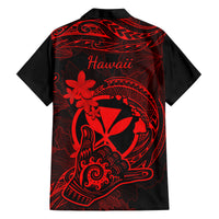Hawaii Family Matching Off Shoulder Maxi Dress and Hawaiian Shirt Shaka Tattoo Mix Polynesian Plumeria Red Version LT14 - Polynesian Pride