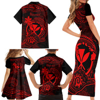 hawaii-family-matching-short-sleeve-bodycon-dress-and-hawaiian-shirt-shaka-tattoo-mix-polynesian-plumeria-red-version