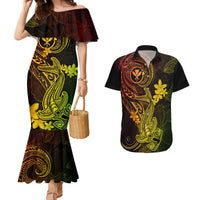 Hawaii Couples Matching Mermaid Dress and Hawaiian Shirt Hammerhead Shark Tattoo Mix Polynesian Plumeria Reggae Version LT14 Reggae - Polynesian Pride
