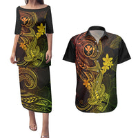 Hawaii Couples Matching Puletasi Dress and Hawaiian Shirt Hammerhead Shark Tattoo Mix Polynesian Plumeria Reggae Version LT14 Reggae - Polynesian Pride