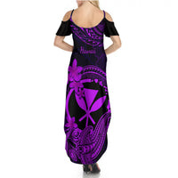 hawaii-summer-maxi-dress-hammerhead-shark-tattoo-mix-polynesian-plumeria-purple-version