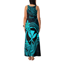 hawaii-family-matching-tank-maxi-dress-and-hawaiian-shirt-hammerhead-shark-tattoo-mix-polynesian-plumeria-turquoise-version