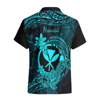 Hawaii Hawaiian Shirt Hammerhead Shark Tattoo Mix Polynesian Plumeria Turquoise Version LT14 - Polynesian Pride
